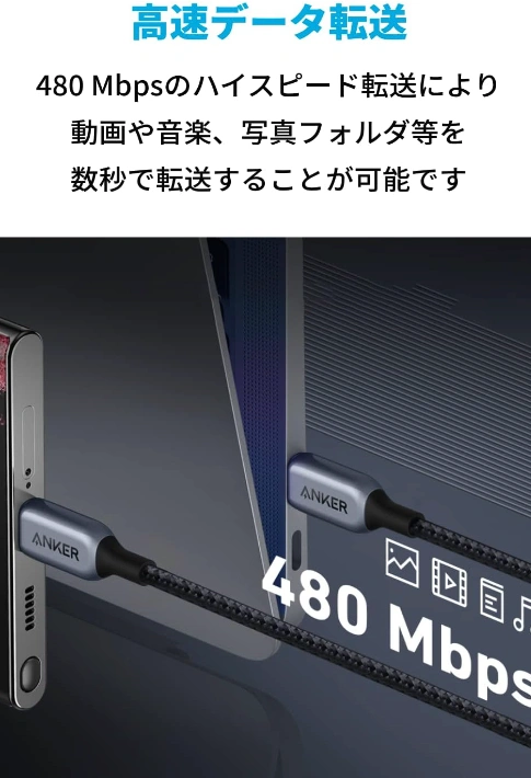 Anker 765 高耐久ナイロン USB-C & USB-C ケーブル (140W 0.9m)-6